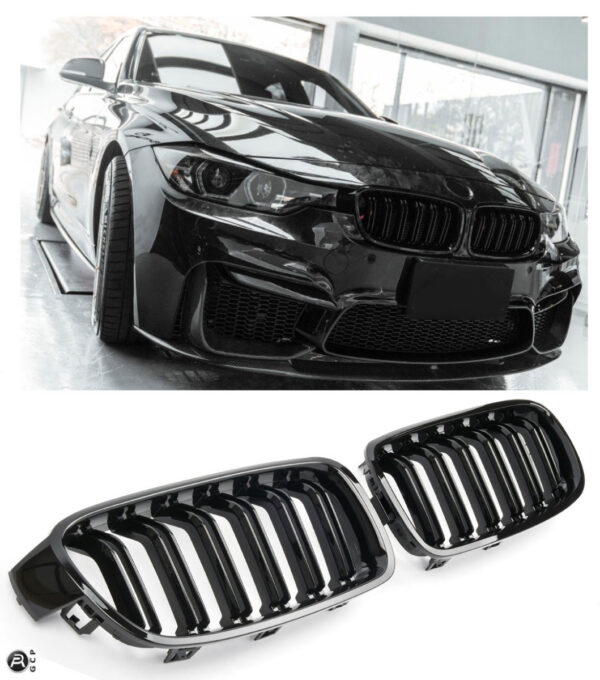 Esivõre läikiv must BMW F30 F31 SPORT GRILLE DOUBLE SLAT - Image 2