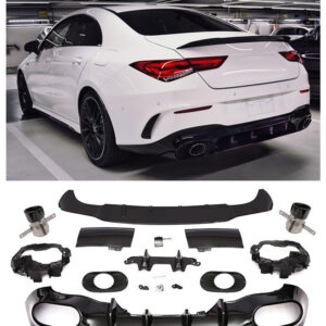 Difuusor + summuti otsad (BLACK) SPORTY LOOK for Mercedes CLA W118 C118