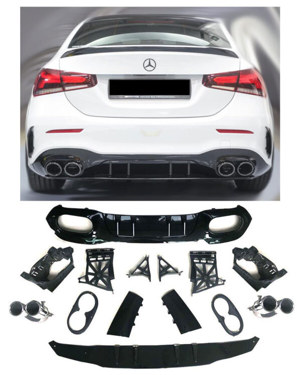 Difuusor + summuti otsad (Chrome) AMG design Mercedes A-Class V177