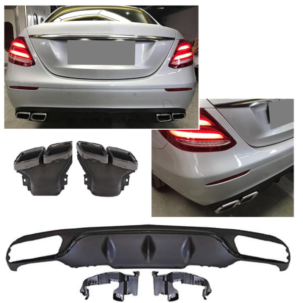 Difuusor + summuti otsad Mercedes W213 E-Class (BLACK) E63 AMG LOOK