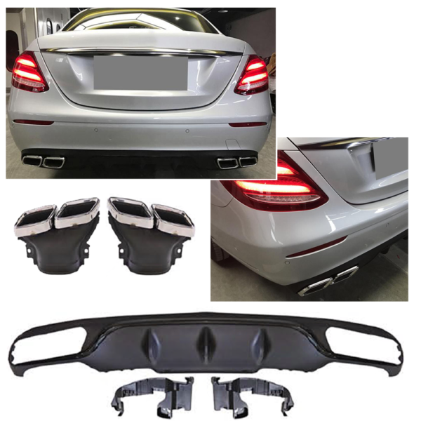 Difuusor + summuti otsad Mercedes W213 E-Class (CHROME) E63 AMG LOOK