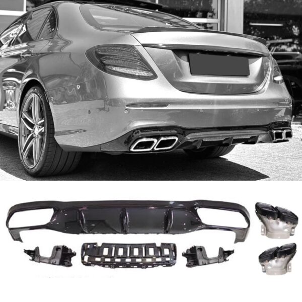 Difuusor + summuti otsad Mercedes W213 E-Class (BLACK) E63 AMG look