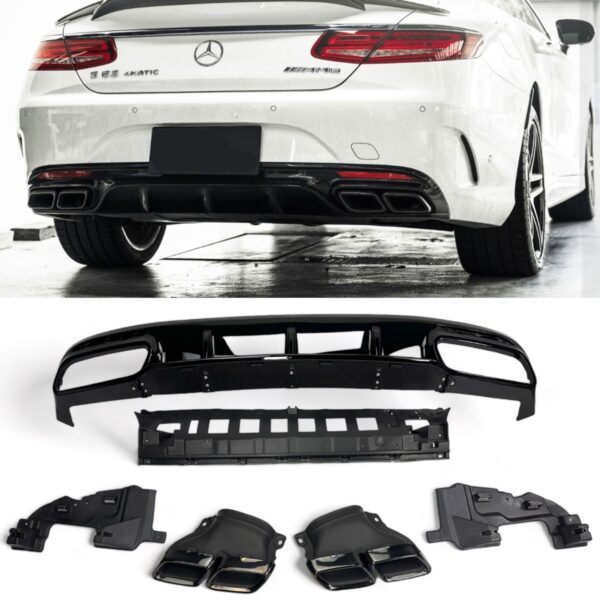 Difuusor + summuti otsad (BLACK) S63 AMG DESIGN for Mercedes S-KL. C217 A217