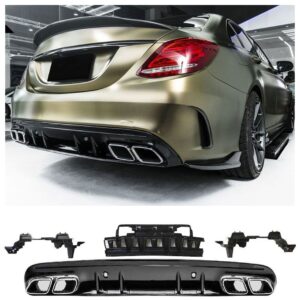 Difuusor + summuti otsad (CHROME) C63 AMG look Mercedes C-Class W205 S205